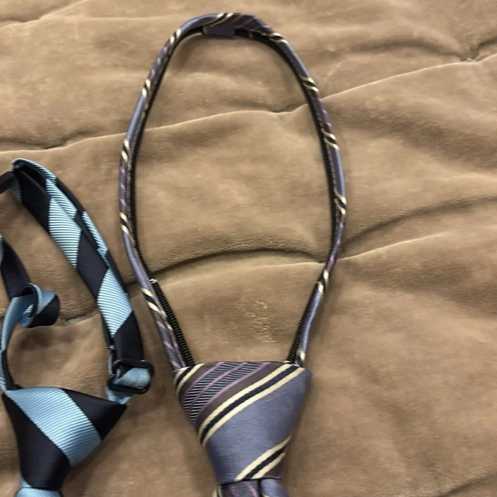 Striped pre tied Ties in Blue, Red, and Black